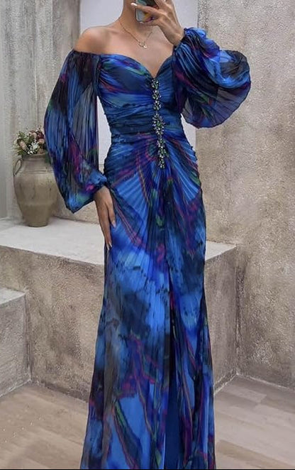 Vestido Largo de Noche Plisado - Elegancia Atemporal