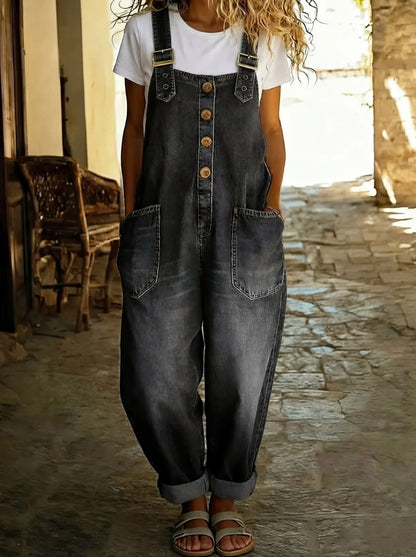 Rocio™ - Pantalón salopette casual de denim con hebilla ajustable.