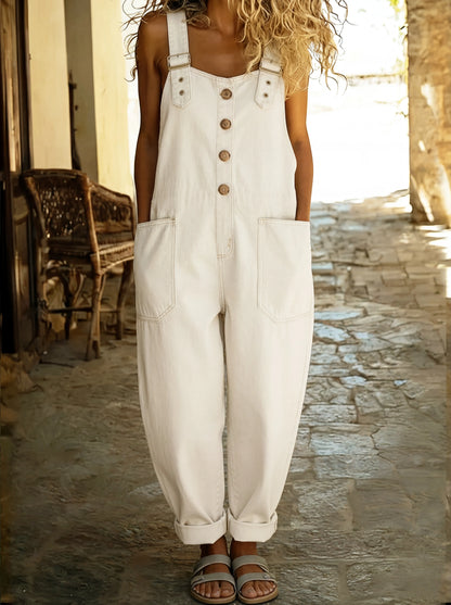 Rocio™ - Pantalón salopette casual de denim con hebilla ajustable.