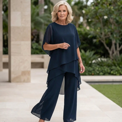 Conjunto con pantalones palazzo drapeados