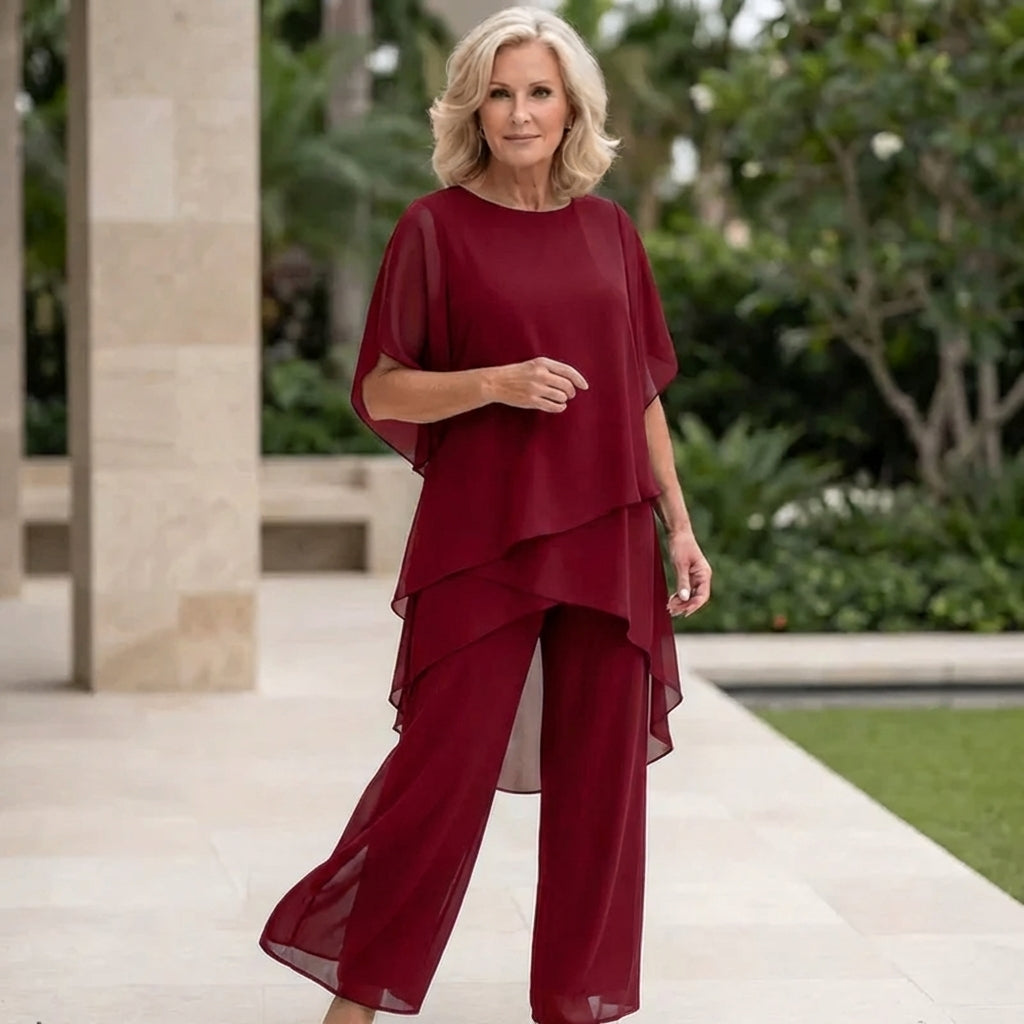 Conjunto con pantalones palazzo drapeados