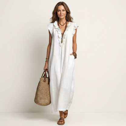 Vestido Largo Josette - Elegancia Fluida con Volantes