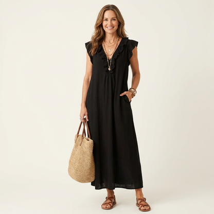 Vestido Largo Josette - Elegancia Fluida con Volantes