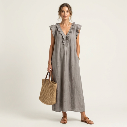 Vestido Largo Josette - Elegancia Fluida con Volantes