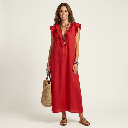 Vestido Largo Josette - Elegancia Fluida con Volantes