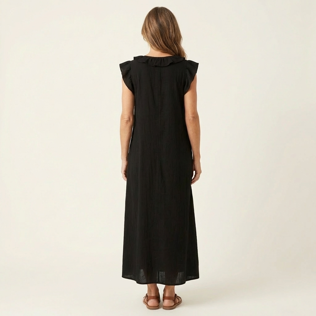 Vestido Largo Josette - Elegancia Fluida con Volantes