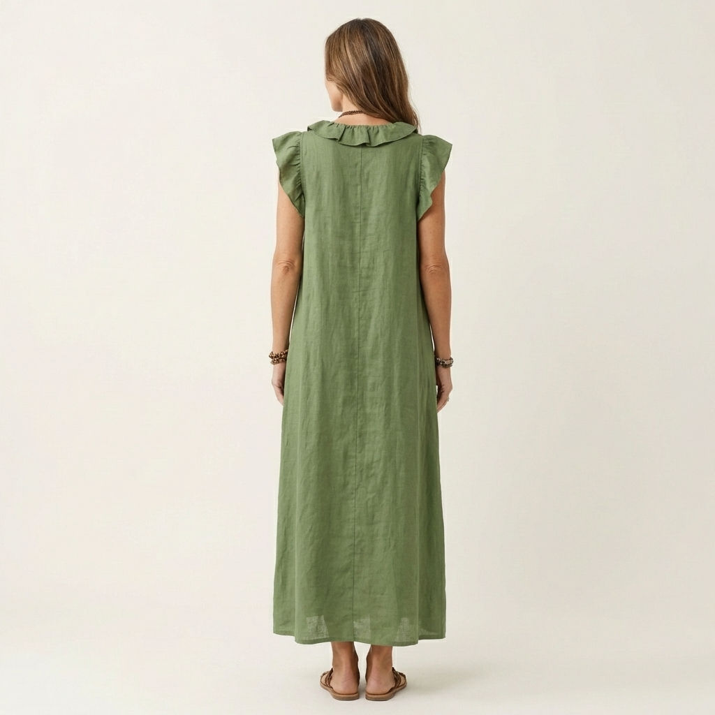 Vestido Largo Josette - Elegancia Fluida con Volantes