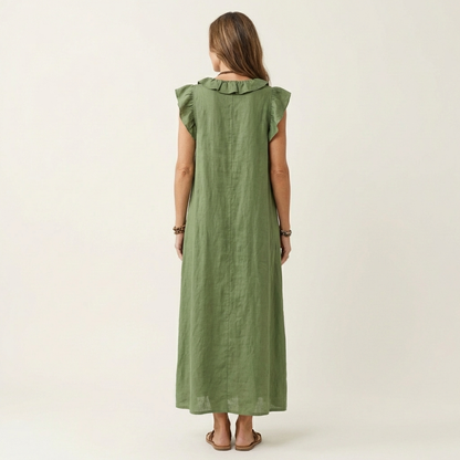 Vestido Largo Josette - Elegancia Fluida con Volantes