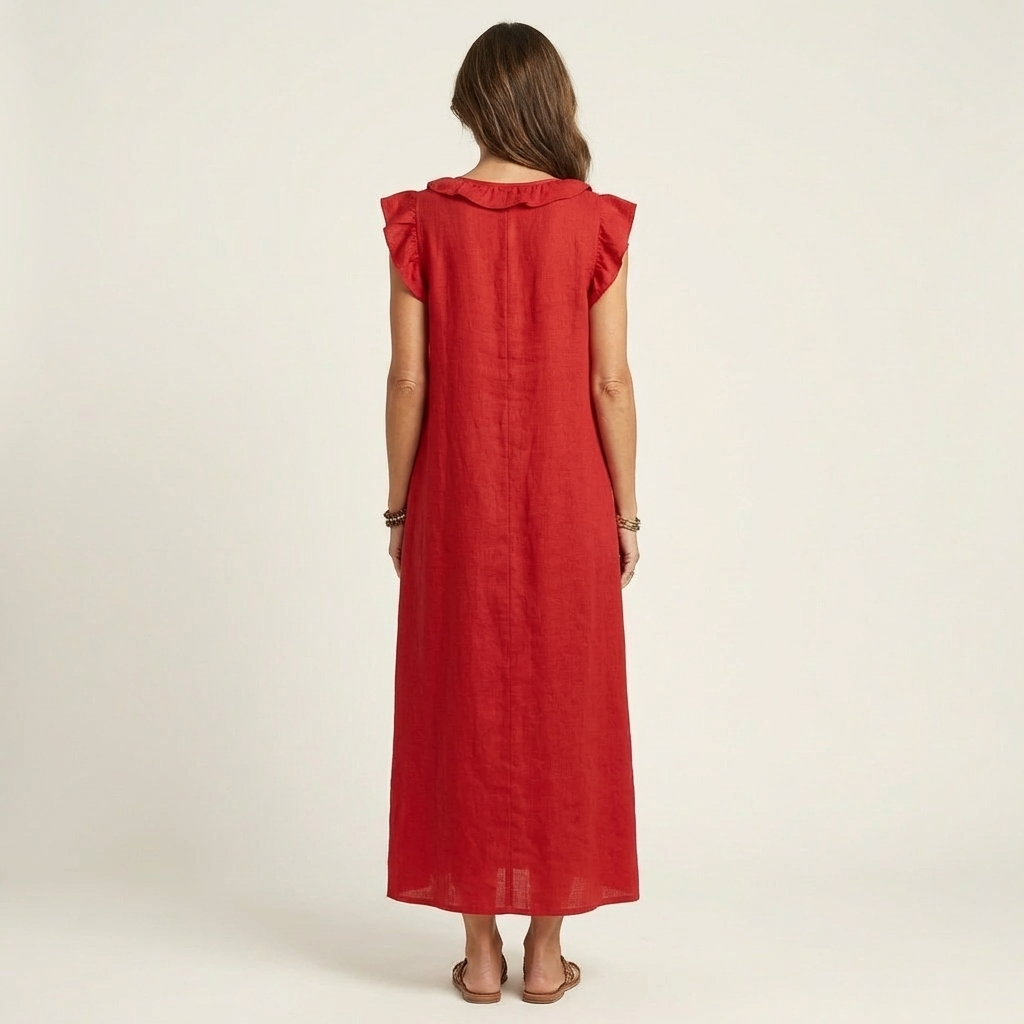 Vestido Largo Josette - Elegancia Fluida con Volantes