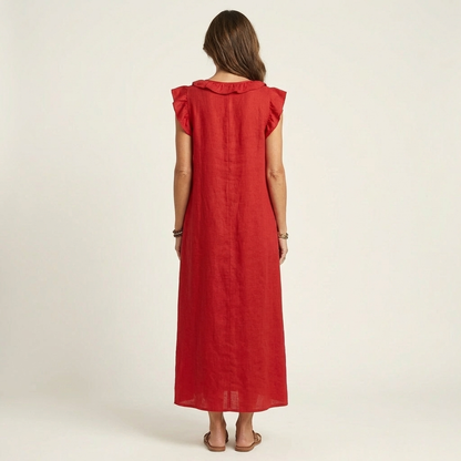 Vestido Largo Josette - Elegancia Fluida con Volantes