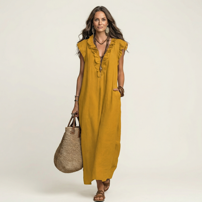 Vestido Largo Josette - Elegancia Fluida con Volantes