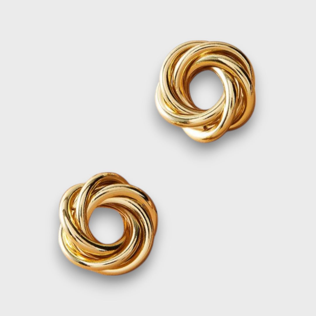 Auriane – Pendientes de perno entrelazados con nudo dorado