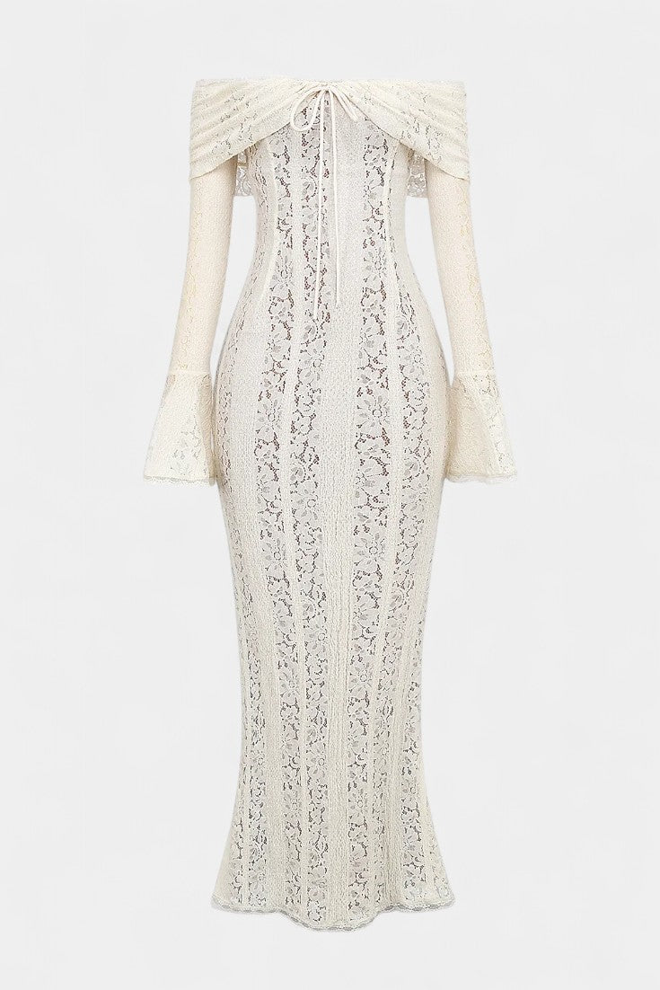 Rosalie Vestido Maxi Off-Shoulder de Encaje