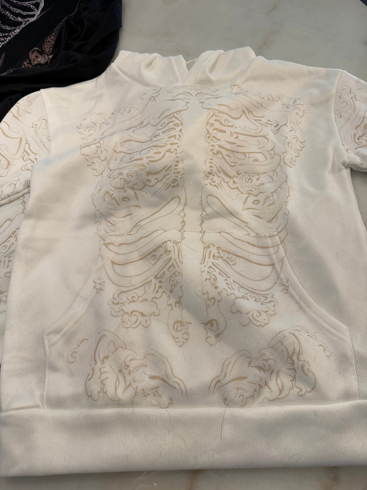 Sudadera con capucha bordada de calavera vintage para mujeres