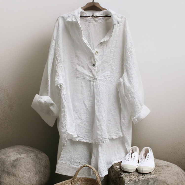 Jaila | Blusa Vintage con Escote en V y Botones