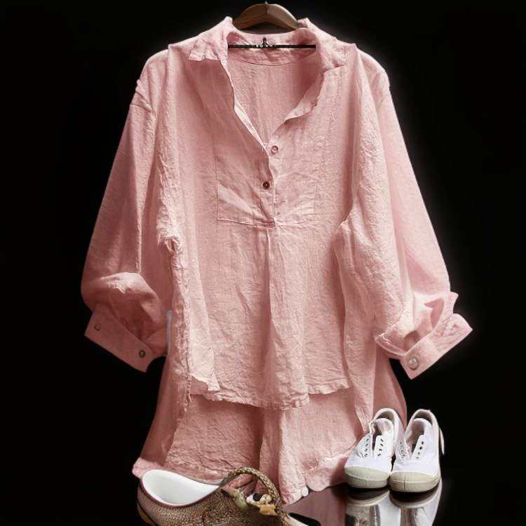 Jaila | Blusa Vintage con Escote en V y Botones