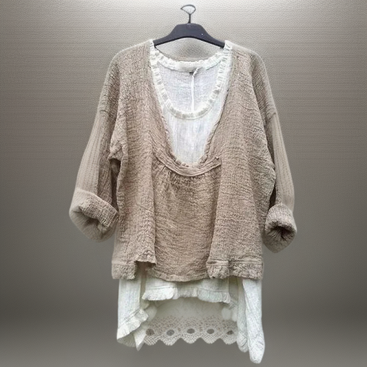 Willow┃Conjunto Casual Confortable con Dos Camisetas de Manga Larga