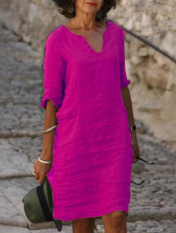 Silvia™ - Vestido atemporal con escote en V que cubre el vientre