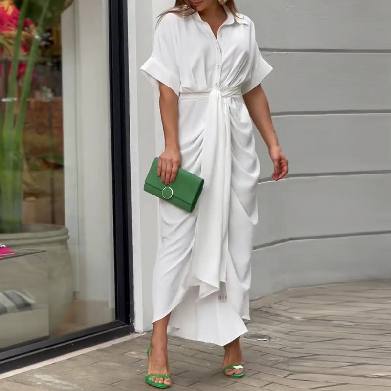 Fern - Vestido de Cuello Volante de Cintura Alta