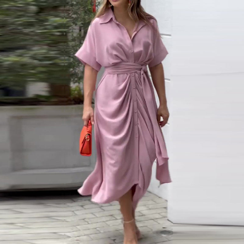 Fern - Vestido de Cuello Volante de Cintura Alta