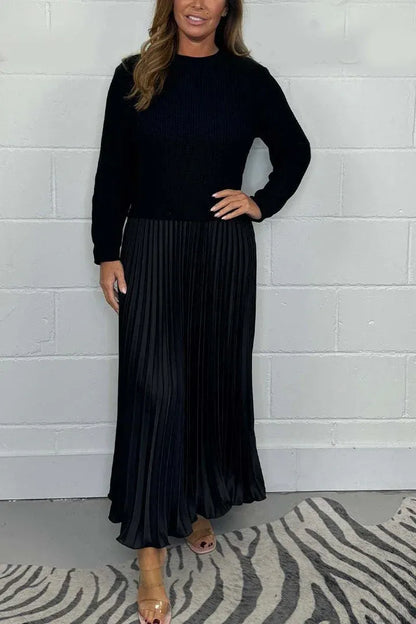 BRIELLE – VESTIDO DE SUÉTER PLISADO ELEGANTE