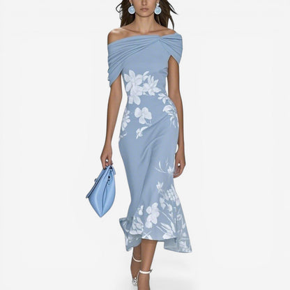 Vestido Midi Floral Elegante - Silueta Sirena