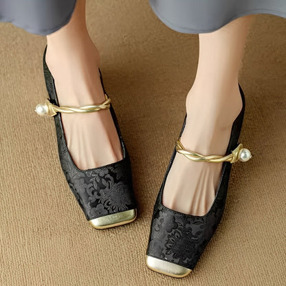 Evelyn - Elegantes sandalias de seda estampada con tacón para mujeres