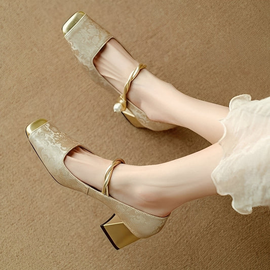 Evelyn - Elegantes sandalias de seda estampada con tacón para mujeres