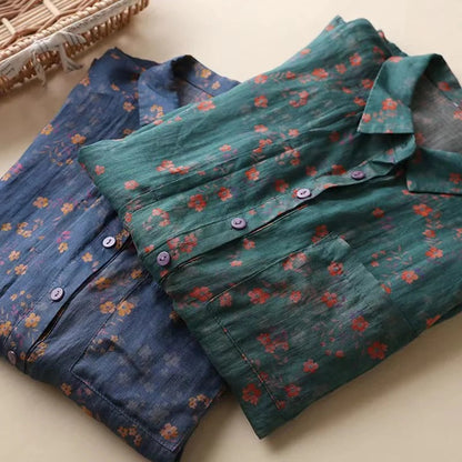 Maribel – Camisa Floral con Medio Botón