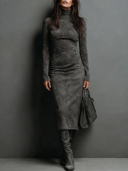 Lorena - Vestido midi largo marrón
