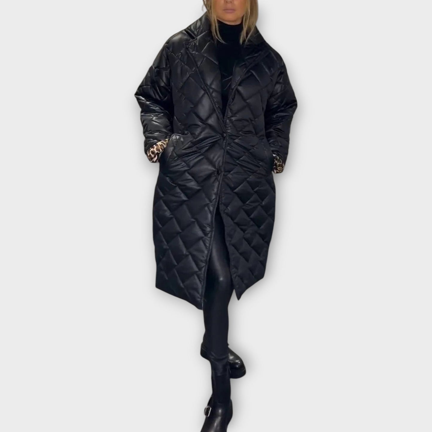 Chaqueta Acolchada Reversible con Forro de Leopardo