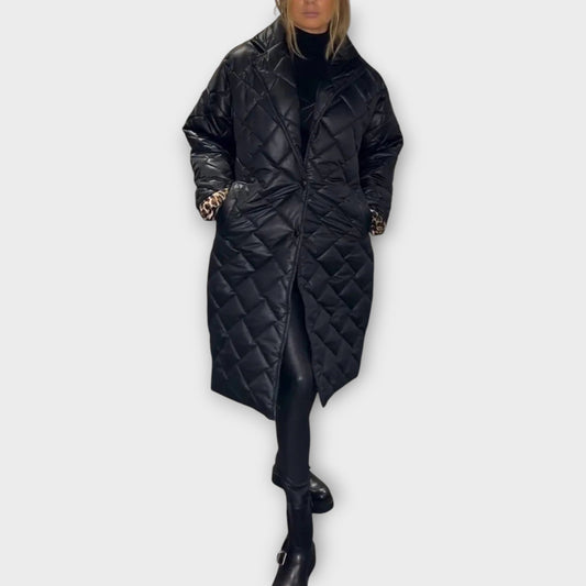 Chaqueta Acolchada Reversible con Forro de Leopardo