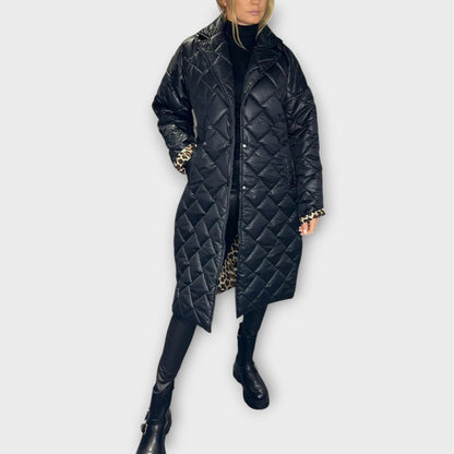 Chaqueta Acolchada Reversible con Forro de Leopardo