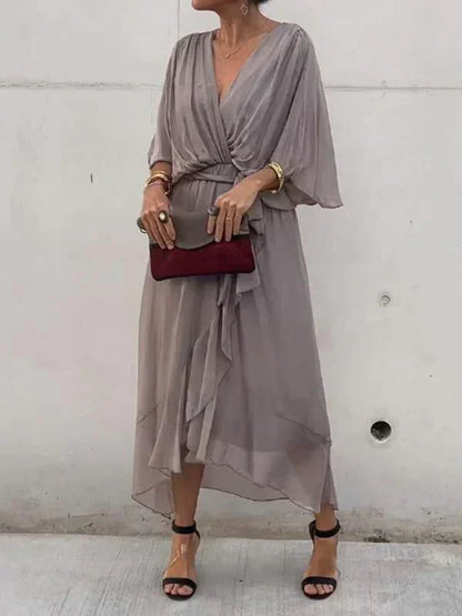 Monica | Vestido de muselina de seda con escote en V