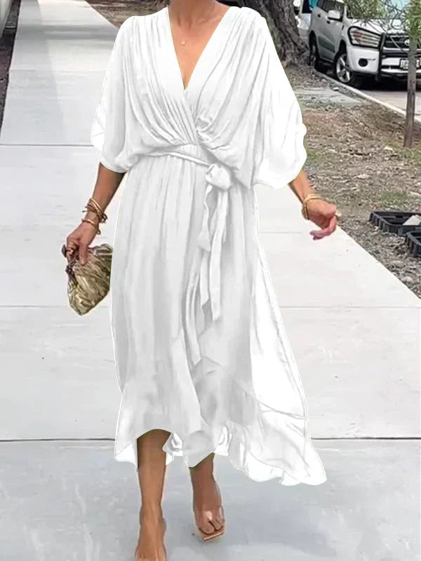 Monica | Vestido de muselina de seda con escote en V
