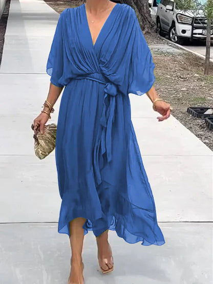 Monica | Vestido de muselina de seda con escote en V