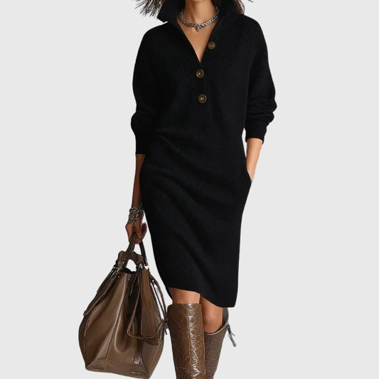 AVA – VESTIDO DE PUNTO CLÁSICO CON BOTONES