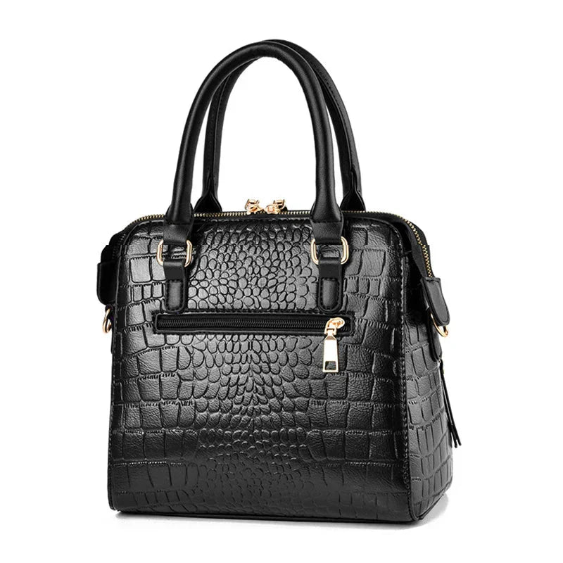 Bolso de Cuero con Relieve de Cocodrilo