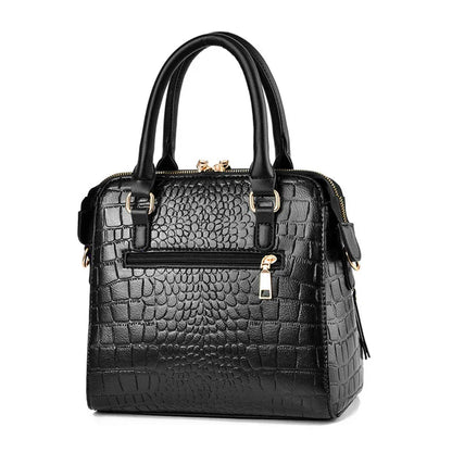 Bolso de Cuero con Relieve de Cocodrilo