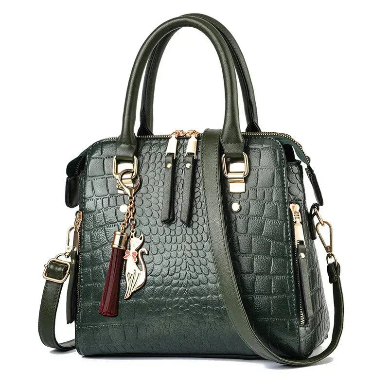 Bolso de Cuero con Relieve de Cocodrilo
