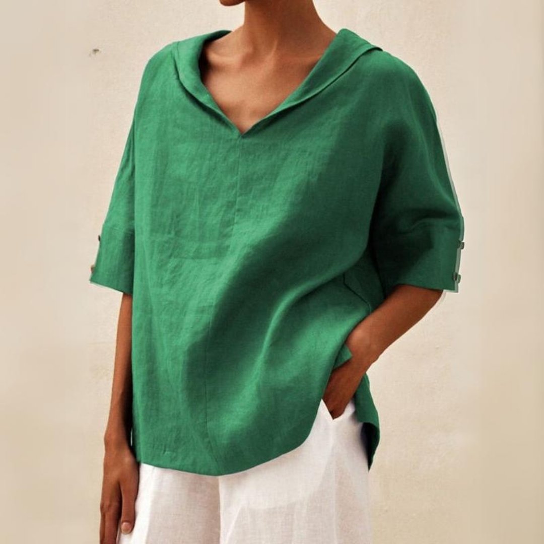 BLUSA CLÁSICA DE LINO YLVIE CON ESCOTE EN V