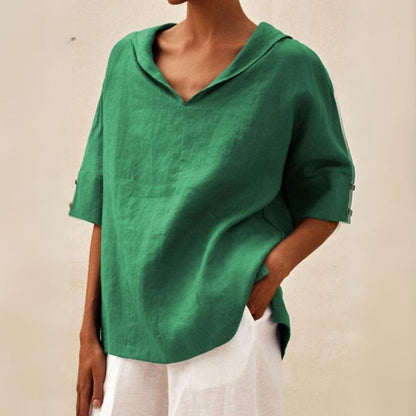 BLUSA CLÁSICA DE LINO YLVIE CON ESCOTE EN V