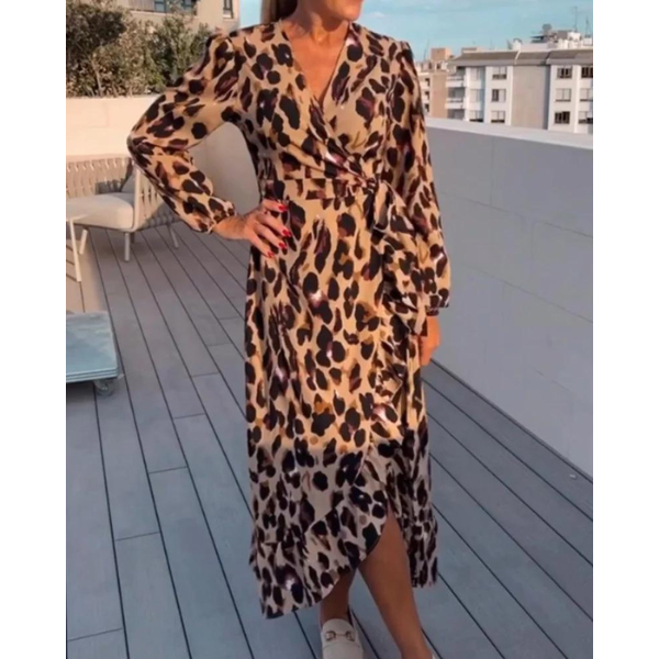 SELAH – VESTIDO MAXI DE PATRÓN DE LEOPARDO OTOÑAL