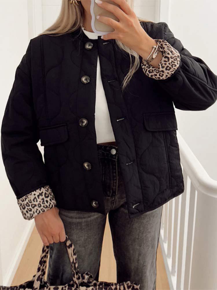Nika™ | Abrigo con forro de estampado de leopardo