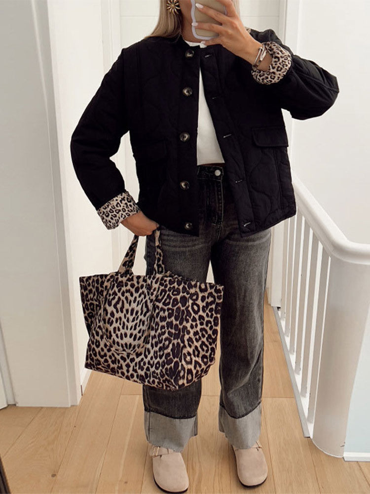 Nika™ | Abrigo con forro de estampado de leopardo