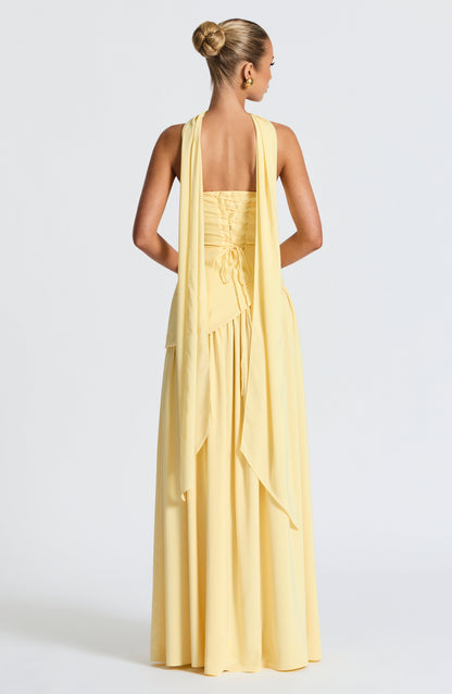Vestido Maxi Sin Tirantes para Mujer con Abertura Alta y Cintura Asimétrica