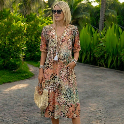 Lunara | Vestido Flotante con Cintura Esculpida