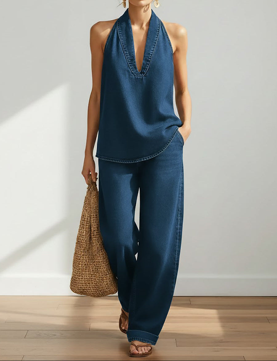 Saylor - Conjunto de Dos Piezas en Denim Lavado Vintage