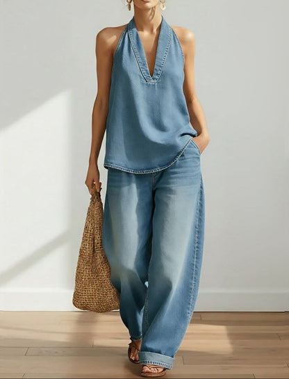 Saylor - Conjunto de Dos Piezas en Denim Lavado Vintage