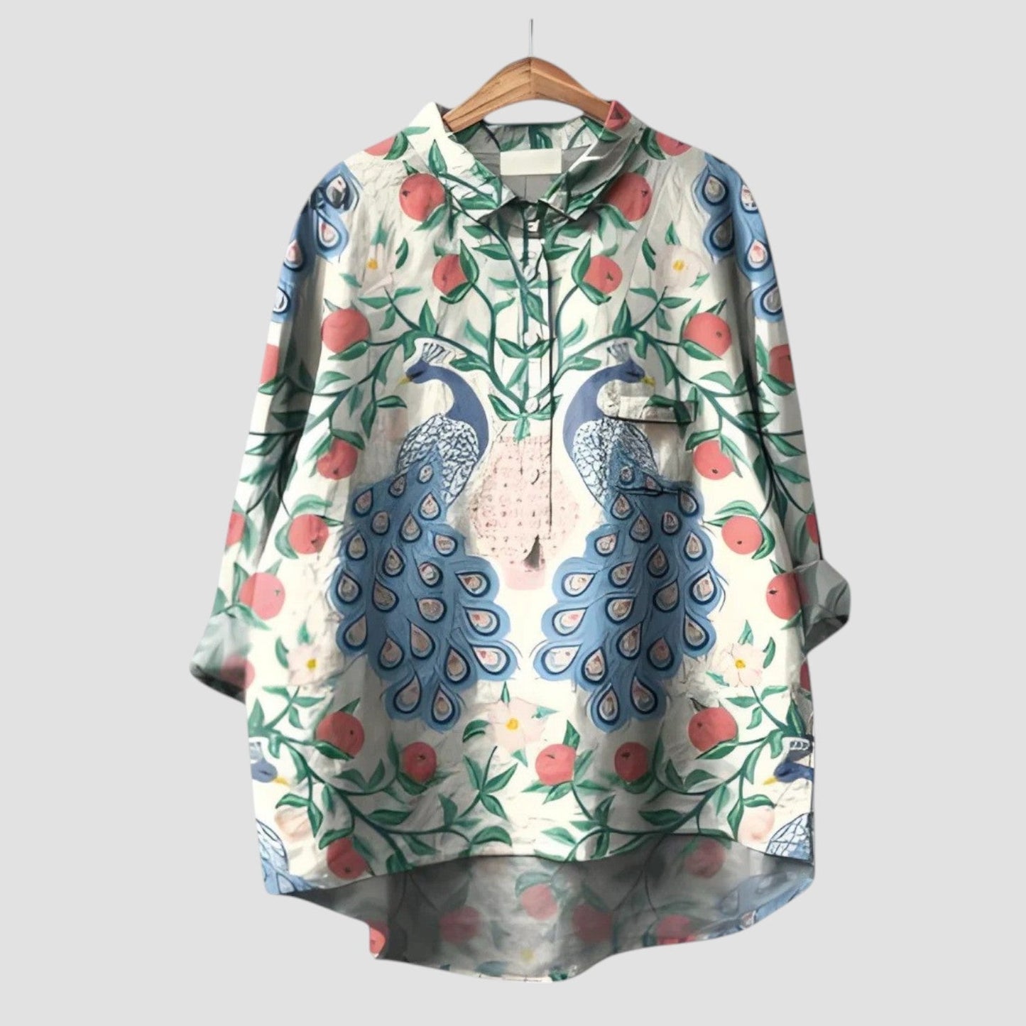 Naelira™ | 2025 – Blusa Giardino Pavone